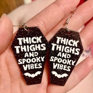 ‼️✨Sparkle Coffin Shaped Plus Size❤️ Thick Thighs Spooky Vibes Goth Earrings